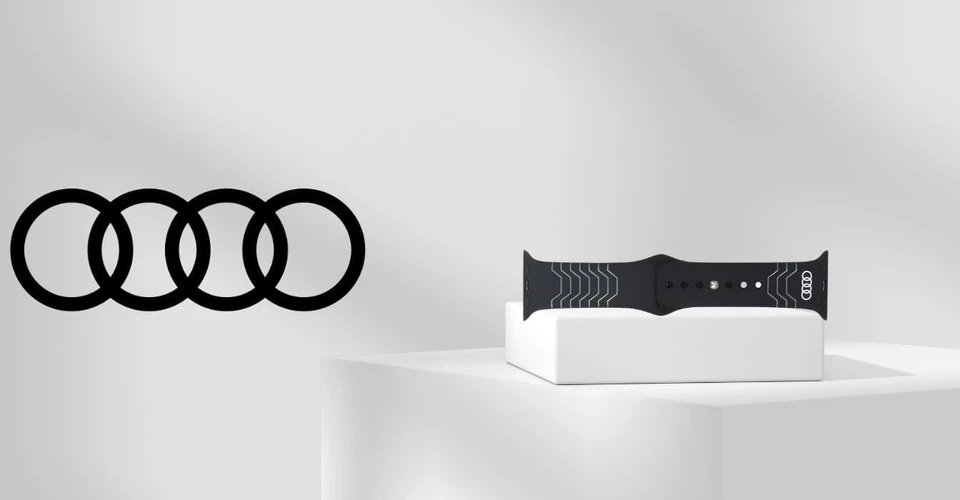 apyrankė Audi Geometric Pattern Silicone Watch apyrankė for Apple Watch 40/41/42mm juodos spalvos