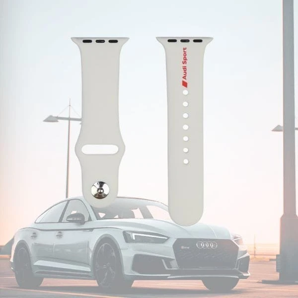 apyrankė Audi Sport Raudona Logo Silicone Watch apyrankė for Apple Watch 40/41/42mm baltos spalvos