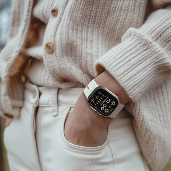 apyrankė Audi Sport Raudona Logo Silicone Watch apyrankė for Apple Watch 40/41/42mm baltos spalvos