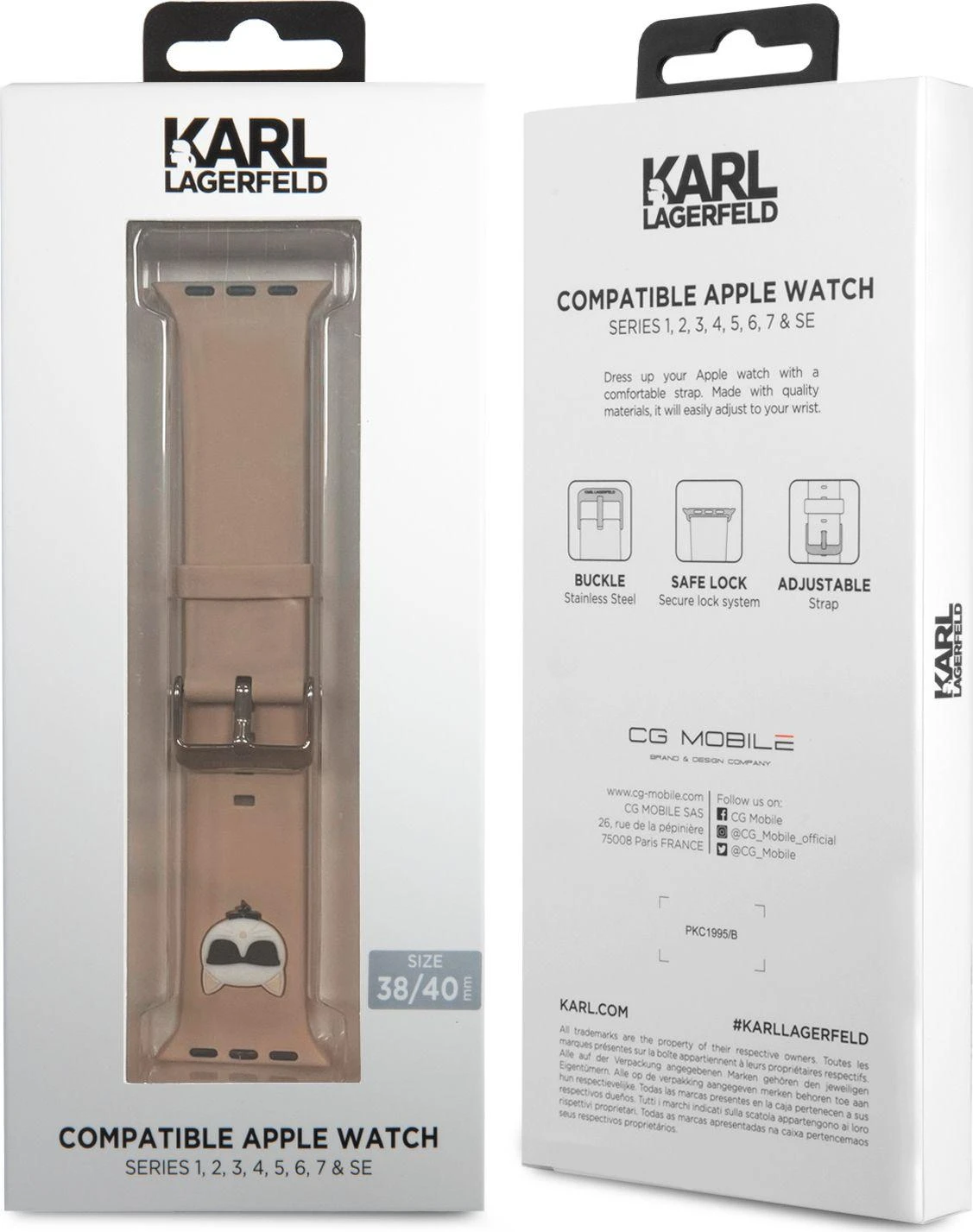 Išmaniojo laikrodžio Apple 4/5/6/7/SE Karl Lagerfel silikoninis dirželis, Rausvos spalvos, 38/40/41mm