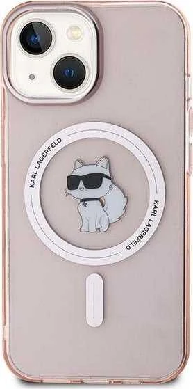 Karl Lagerfeld KLHMP12MHFCCNOP Apple iPhone 12/12 Pro 6.1″ rožinės spalvos kietas dėklas IML Choupette MagSafe