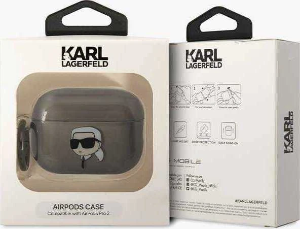 Karl Lagerfeld KKLAP2HNIKTCK Airpods Pro 2 (2022/2023) dėklas juodos spalvos Ikonik Karl Lagerfeld
