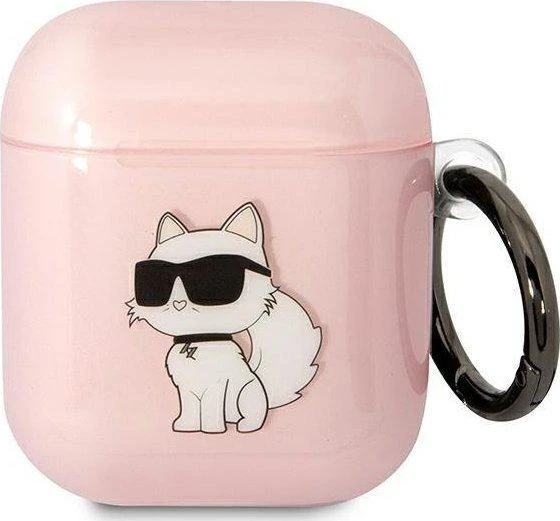 Karl Lagerfeld KLA2HNCHTCP Airpods 1/2 dėklas rožinės spalvos Ikonik Choupette