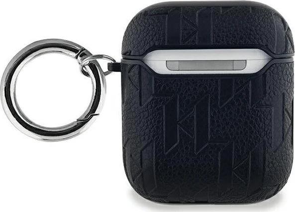 Apple AirPods Karl Lagerfeld Cover Monogram Karl & Choupette Head ausinių dėklas juodos spalvos