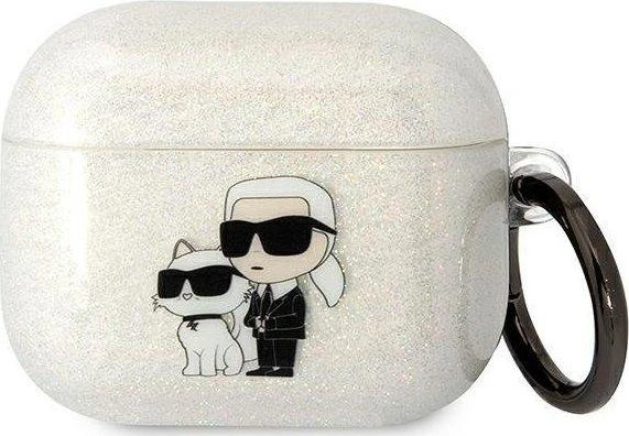 Karl Lagerfeld KLA3HNKCTGT Airpods 3 dėklas skaidrus Glitter Karl&Choupette
