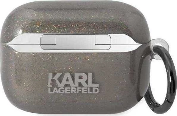 Karl Lagerfeld KLAP2HNKCTGK Airpods Pro 2 (2022/2023) dėklas juodos spalvos Glitter Karl&Choupette
