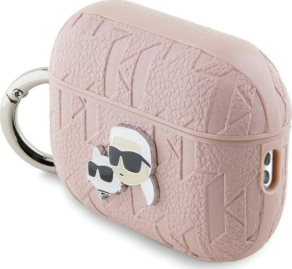 Apple AirPods Pro 2 Karl Lagerfeld Cover Monogram Karl & Choupette Head ausinių dėklas rožinės spalvos