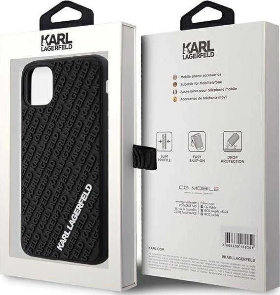 Karl Lagerfeld KLHCN613DMKRLK Apple iPhone 11/ Xr 6.1″ juodos spalvos kietas dėklas 3D Rubber Multi Logo