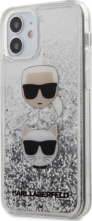 Dėklas Karl Lagerfeld KLHCP12SKCGLSL iPhone 12 mini 5,4" sidabrinė/sidabrinis hardcase Liquid Glitter Karl&Choupette