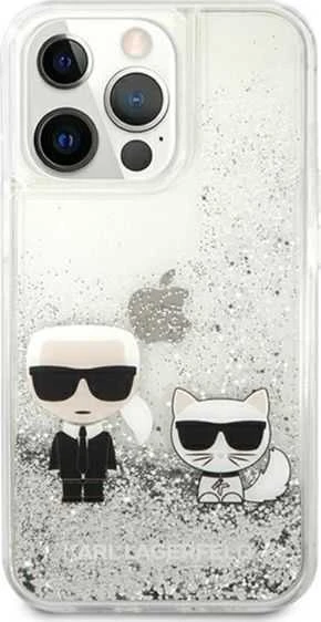 Apple iPhone 13 Pro Karl Lagerfeld dėklas Liquid Glitter Karl&Choupette (KLHCP13LGKCS) sidabrinės spalvos