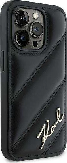 Apple iPhone 13 Karl Lagerfeld Diagonal Quilted Script (KLHCP13XPQDSMGK) dėklas telefonui juodos spalvos