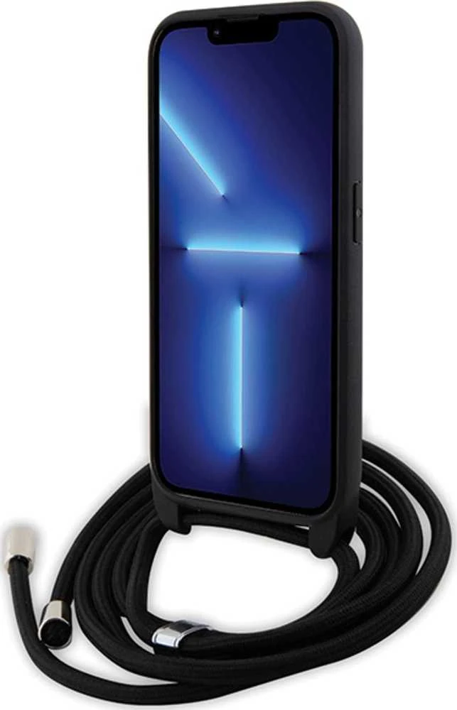 Karl Lagerfeld KLHCP15LSASKNPSK Apple iPhone 15 Pro 6.1″ kietas dėklas juodos spalvos Crossbody Saffiano Monogram