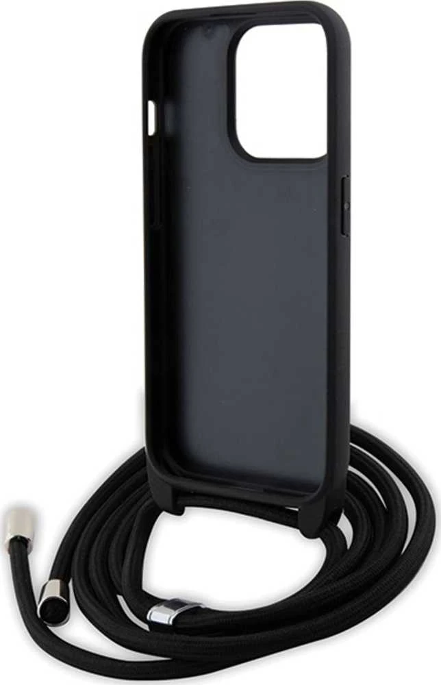 Karl Lagerfeld KLHCP15LSASKNPSK Apple iPhone 15 Pro 6.1″ kietas dėklas juodos spalvos Crossbody Saffiano Monogram