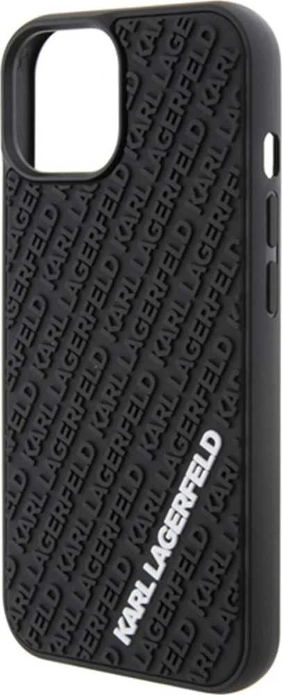 Karl Lagerfeld KLHCP15S3DMKRLK Apple iPhone 15/ 14 / 13 6.1″ juodos spalvos kietas dėklas 3D Rubber Multi Logo