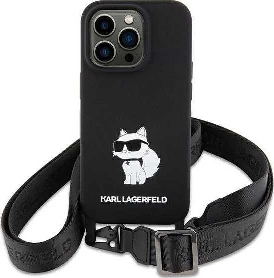 Karl Lagerfeld KLHCP15SSCBSCNK Apple iPhone 15/ 14 / 13 6.1″ kietas dėklas juodos spalvos Crossbody Silicone Chou