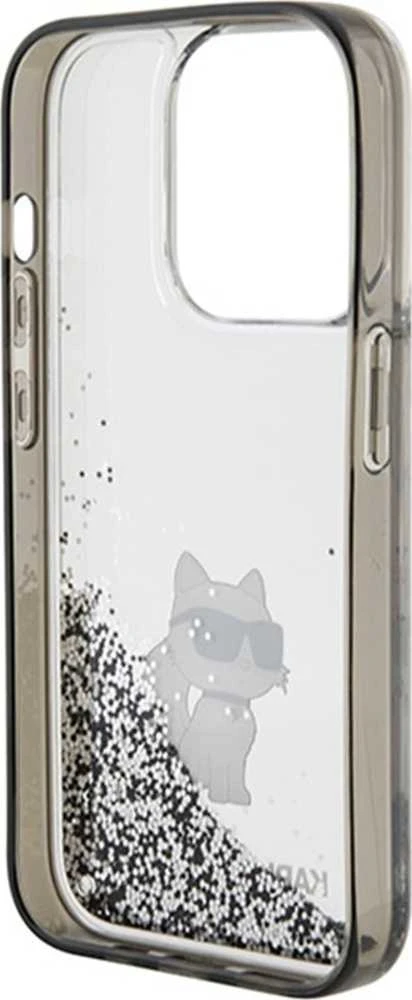 Karl Lagerfeld KLHCP15XLKCNSK Apple iPhone 15 Pro Max 6.7″ skaidrus kietas dėklas Liquid Glitter Choupette