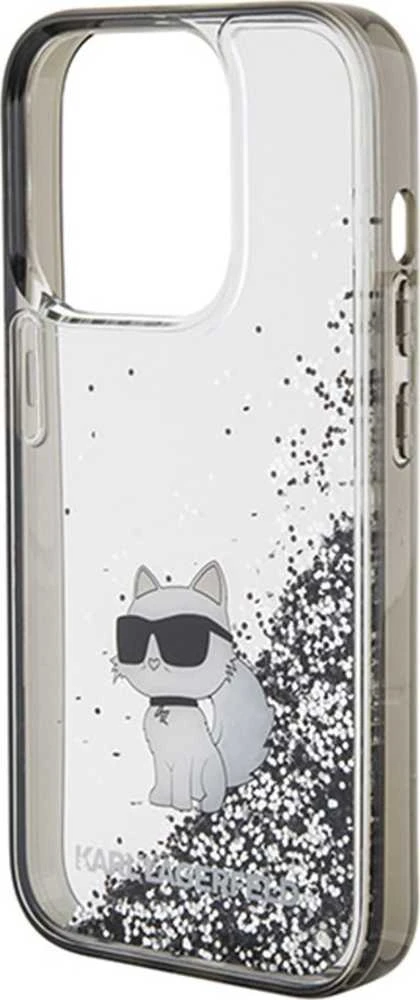 Karl Lagerfeld KLHCP15XLKCNSK Apple iPhone 15 Pro Max 6.7″ skaidrus kietas dėklas Liquid Glitter Choupette