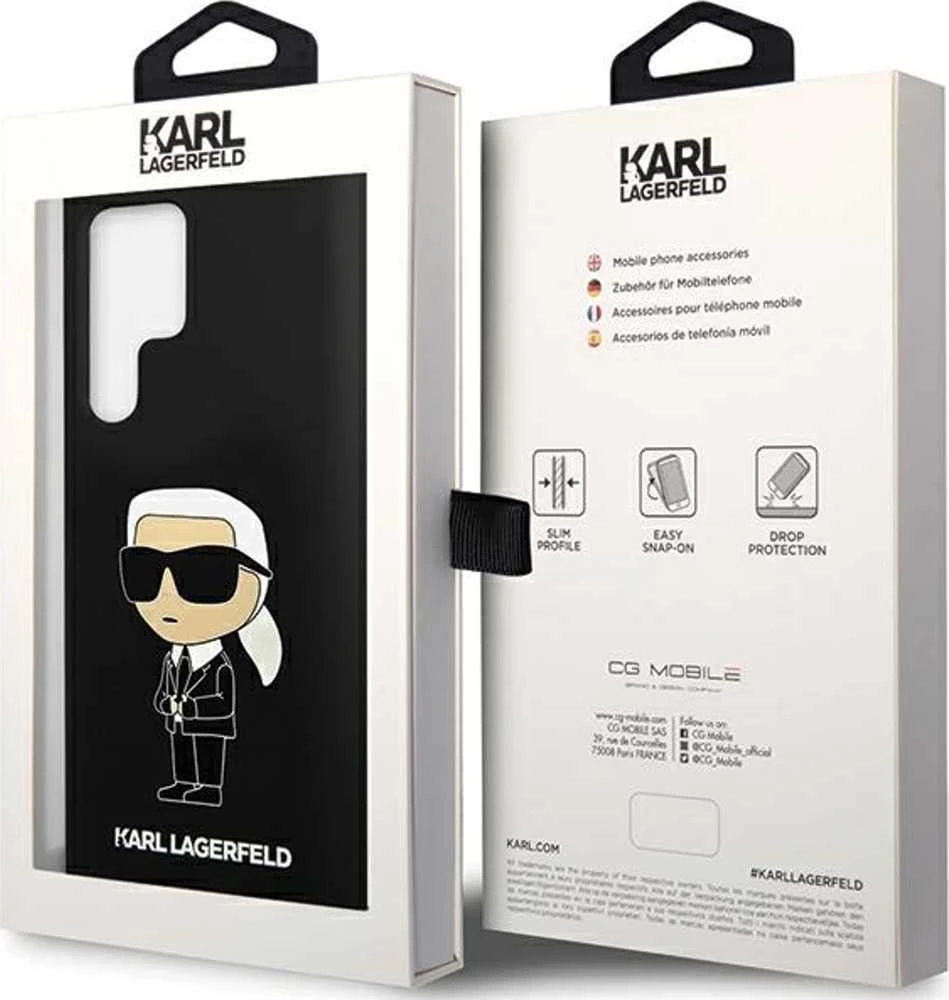 Karl Lagerfeld KLHCS24LSNIKBCK S24 Ultra S928 kietas dėklas juodos spalvos Silicone Ikonik