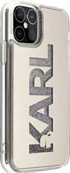 Dėklas Karl Lagerfeld HARD CASE MIRROR LIQUID GLITTER KARL IPHONE 12 MINI Sidabrinis