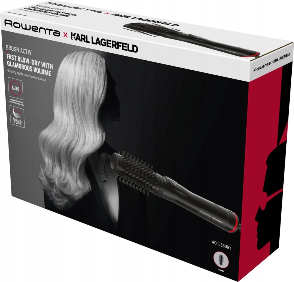Rowenta Activ Keratin and Shine Hair | x Karl Lagerfeld CF952LF0 | Ion conditioning | Number of heating levels 2 | 1000 W | Juodas