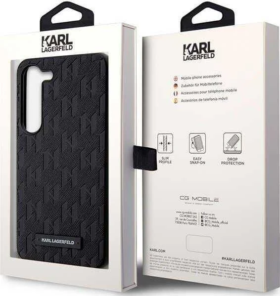 Samsung Galaxy S24 Plus Karl Lagerfeld dėklas Saffiano Mono Metal Logo (KLHCS24MSAKLHPK) juodos spalvos
