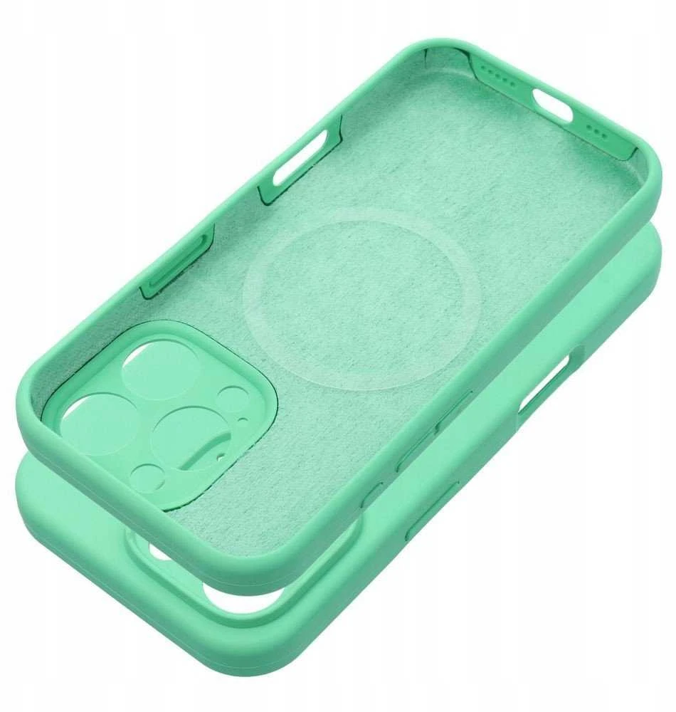 OEM silikoninis dėklas, skirtas iPhone 16 PRO MAX, 2 mm, (apsauga nuo kameros), suderinamas su „MagSafe“, mėtų spalvos