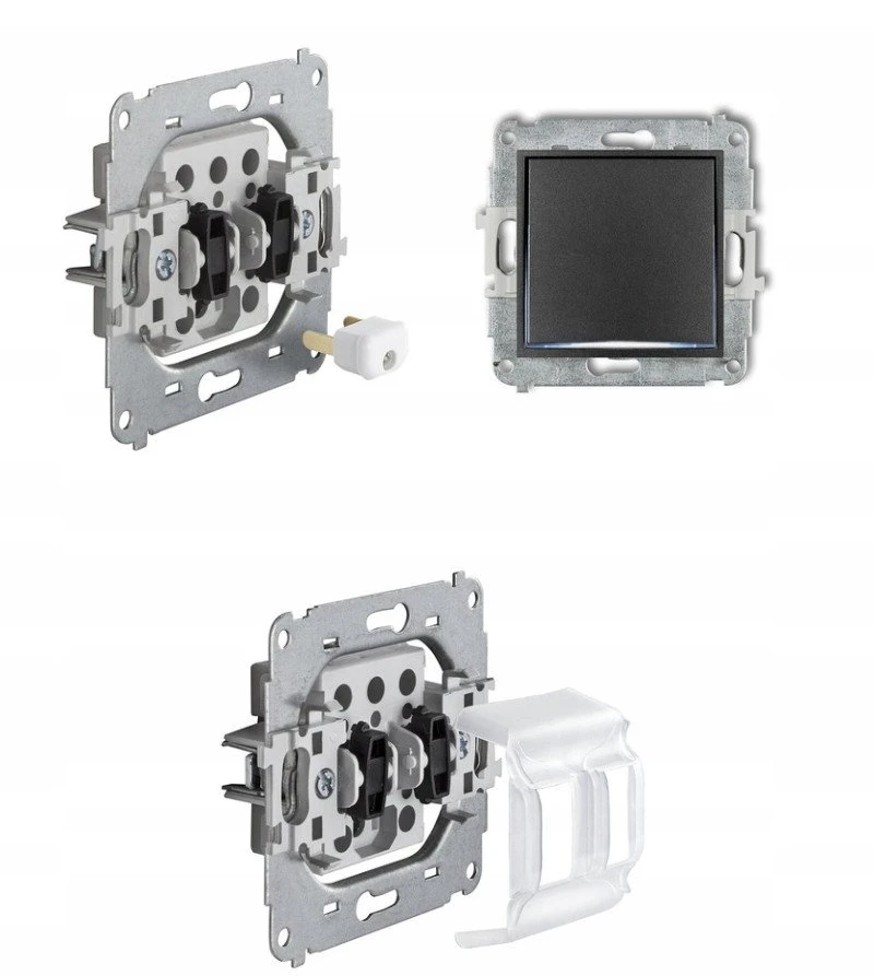 Karlik 12IGPR-2zp ICON Dvigubo lizdo mechanizmas rėmeliui su įžeminimu 2x(2P+Z) (srovės takų dangteliai) juodas matinis 12IGPR-2zp