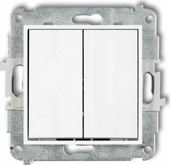Karlik Elektrotechnik IWP-33.1 ICON Dvigubo laiptų jungiklio mechanizmas (du mygtukai be piktogramų) baltas IWP-33.1