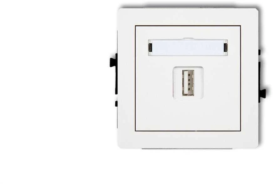 Karlik Elektrotechnik 25DCUSB-1 DECO Vieno USB įkroviklio mechanizmas, 5V, 1A, baltas matinis 25DCUSB-1