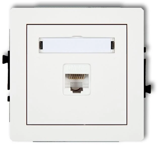 Karlik Elektrotechnik 25DGK-3 DECO Vieno kompiuterio lizdo mechanizmas 1xRJ45, kat. 6, 8 kontaktų, baltas matinis 25DGK-3