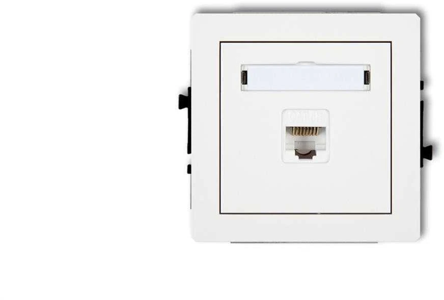 Karlik Elektrotechnik 25DGK-1 DECO Vieno kompiuterio lizdo mechanizmas 1xRJ45, kat. 5e, 8 kontaktų, baltas matinis 25DGK-1