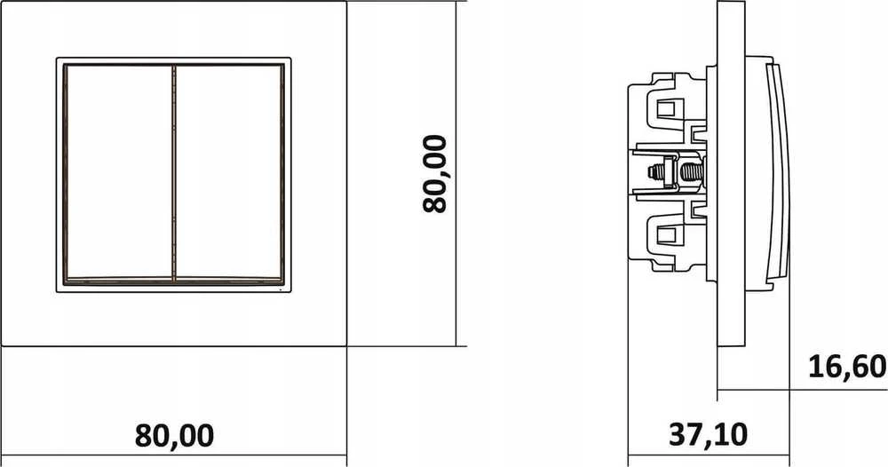 Karlik Mini MWP-33.1 dvigubas laiptų jungiklis, du mygtukai, be piktogramų, baltas