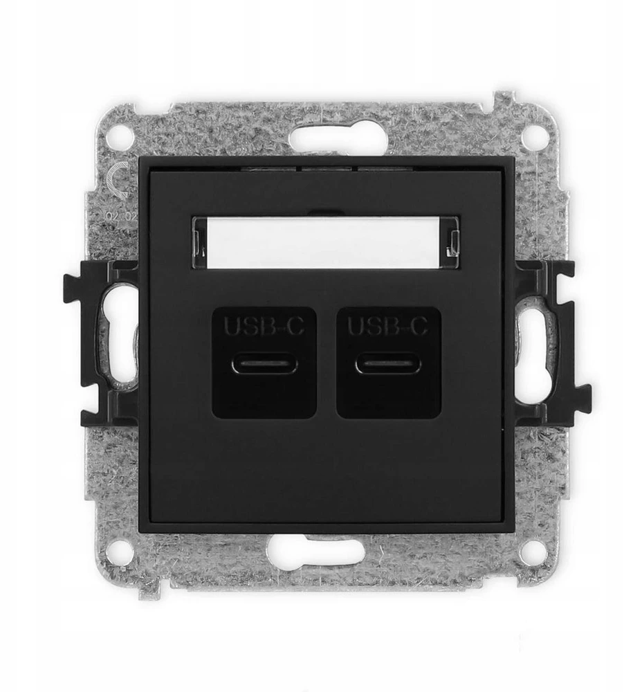 Karlik Elektrotechnik 12ICUSB-7 ICON dvigubas USB įkrovimo mechanizmas, 2xUSB C, maks. 20 W. matinės juodos spalvos 12ICUSB-7