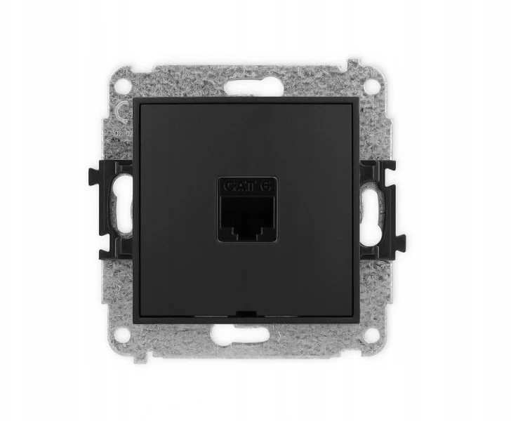 Karlik Elektrotechnik 12IGKBO-3 ICON Vieno kompiuterio lizdo mechanizmas 1xRJ45, kat. 6, 8 kontaktų, be aprašymo lauko matinė juoda 12IGKBO-3