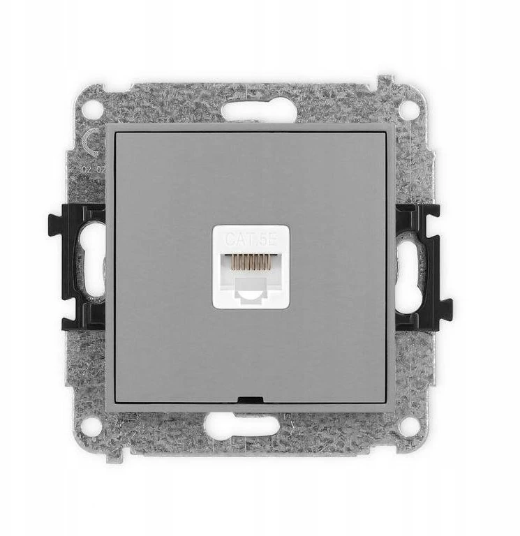 Karlik Elektrotechnik 27IGKBO-1 ICON Vieno kompiuterio lizdo mechanizmas 1xRJ45, kat. 5e, 8 kontaktų, be aprašymo lauko matinis pilkas 27IGKBO-1