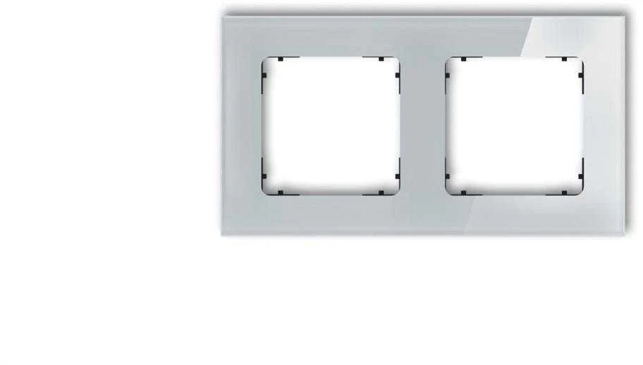 Karlik Elektrotechnik 15-12-IRSK-2 ICON Universalus dvigubas kvadratinis rėmas - stiklo efektas (rėmas: pilkas dugnas: juodas) 15-12-IRSK-2