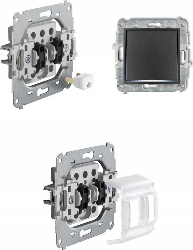 Karlik Elektrotechnik 12IWP-2 ICON žvakidės jungiklio mechanizmas, juodas kilimėlis 12IWP-2