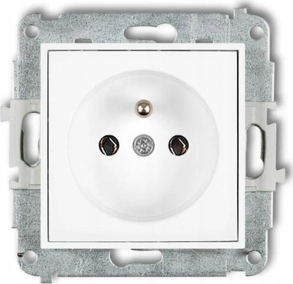 Karlik Elektrotechnik 25IGP-1z ICON Vieno lizdo mechanizmas su įžeminimu 2P+Z (be srovės kelio sklendių) matinė balta 25IGP-1z