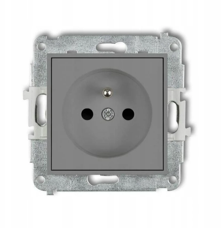 Karlik Elektrotechnik 27IGP-1zp ICON Vieno lizdo mechanizmas su įžeminimu 2P+Z (srovės kelio sklendės) matinė pilka 27IGP-1zp