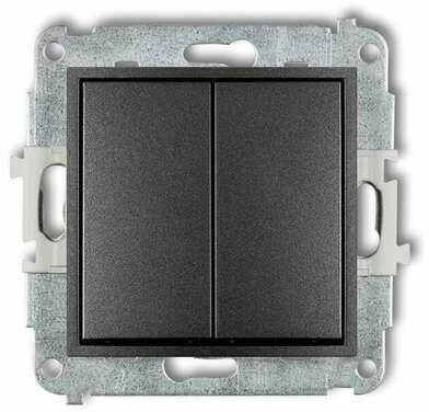 Karlik Elektrotechnik 27IWP-66.1 ICON Dvigubo kryžminio jungiklio mechanizmas (du klavišai be piktogramos) matinė pilka 27IWP-66.1
