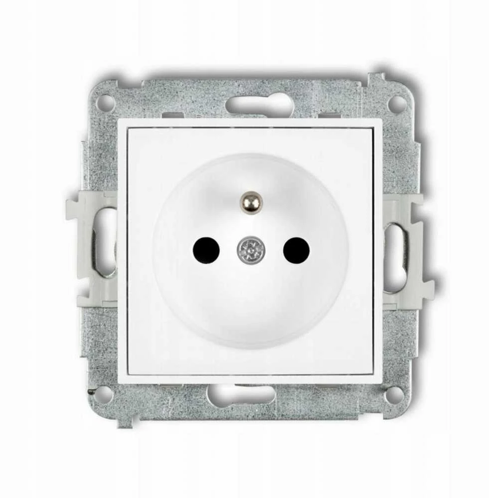 Karlik Elektrotechnik 25IGP-1zp ICON Vieno lizdo mechanizmas su įžeminimu 2P+Z (srovės kelio sklendės) baltas matinis 25IGP-1zp