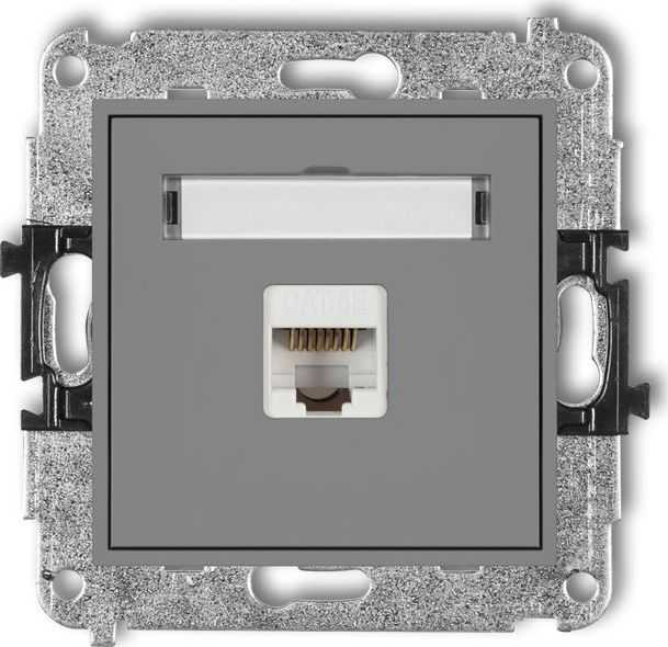 Karlik Elektrotechnik 27MGK-1 MINI Vienvietis kompiuterio lizdas 1xRJ45 kat. 5e 8 kontaktų matinė pilka 27MGK-1