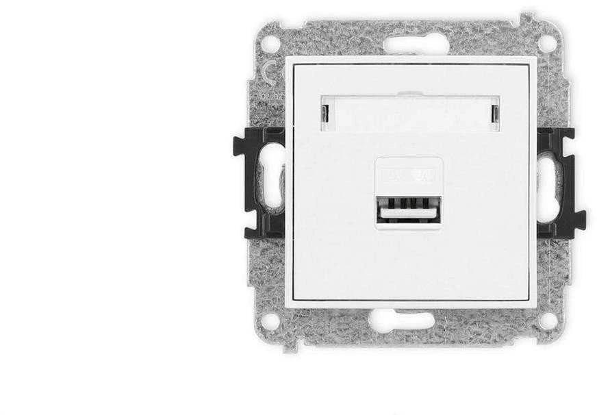 Karlik Elektrotechnik 25MCUSB-3 MINI vieno USB įkroviklio mechanizmas, 5 V, 2 A, baltas matinis 25MCUSB-3
