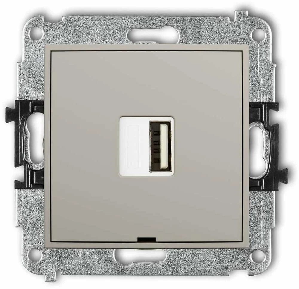 Karlik Elektrotechnik 60MCUSBBO-3 MINI vieno USB A tipo įkroviklis, maks. 10 W, 5 V, 2 A, be etiketės lauko, pilkšvai pilkšvas 60MCUSBBO-3