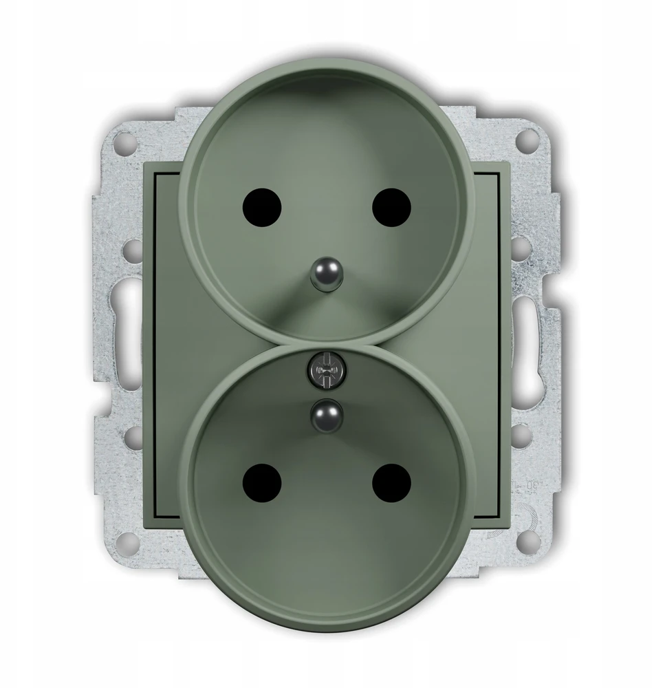 Karlik Elektrotechnik 61MGPR-2zp MINI Dvigubo lizdo mechanizmas rėmui su įžeminimu 2x(2P+Z) (srovės kelio sklendės) sage 61MGPR-2zp