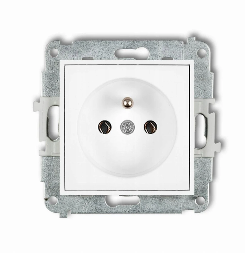 Karlik Elektrotechnik 25MGP-1z MINI Vieno lizdo mechanizmas su įžeminimu 2P+Z (be srovės kelio sklendių) matinė balta 25MGP-1z