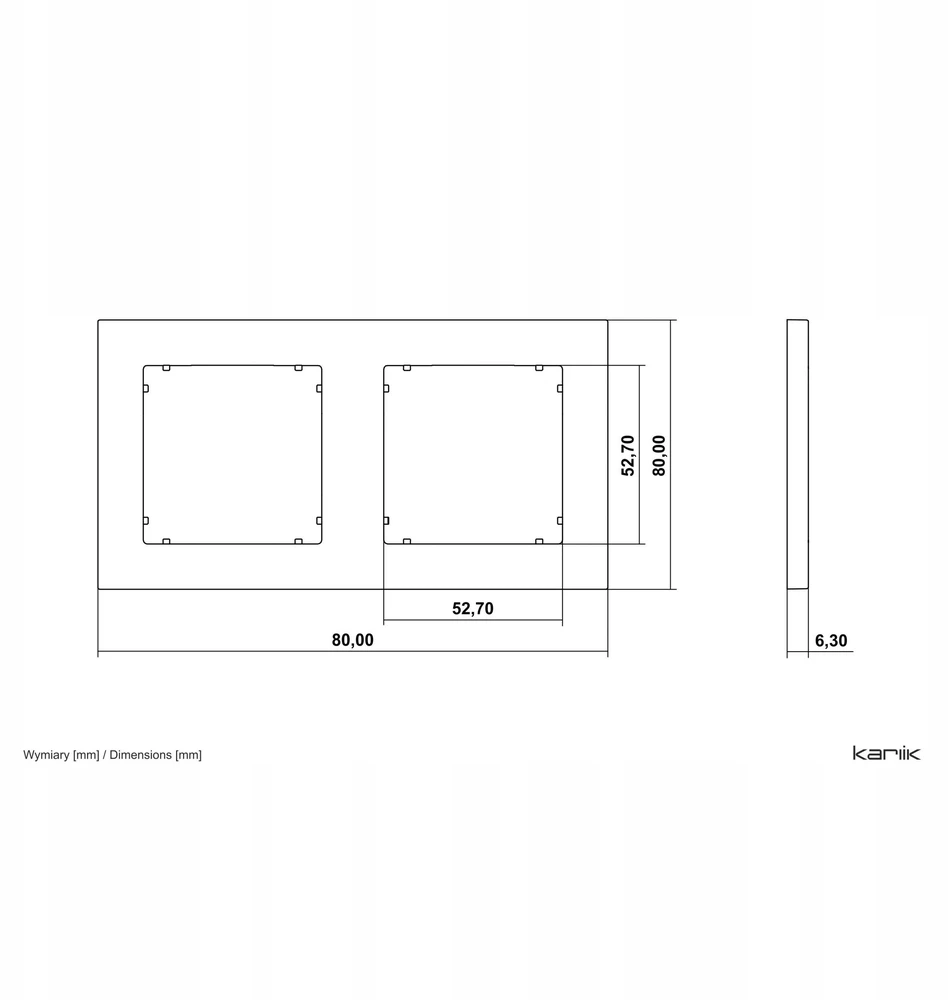 Karlik Elektrotechnik 60MR-2 MINI Universalus dvigubas kvadratinis rėmas iš taupe plastiko 60MR-2