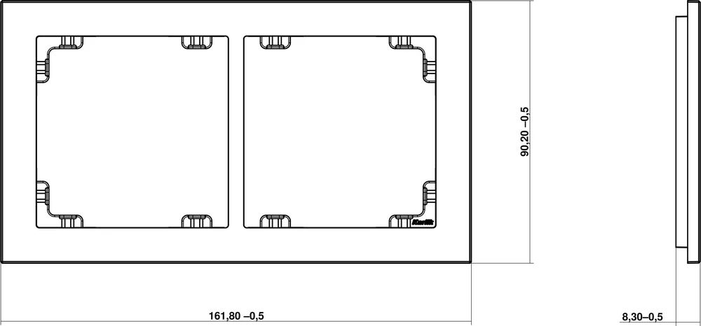 Karlik Elektrotechnik 15-11-DRS-2 DECO Dvigubas rėmas - stiklo efektas (rėmas: rutulinis dugnas: grafitas) rutulys 15-11-DRS-2