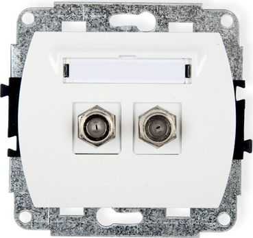Karlik Elektrotechnik GF-2 TREND Dvigubas F tipo antenos lizdas (SAT), nikeliuotas, baltas GF-2