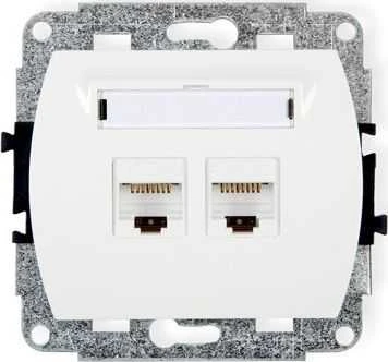Karlik Elektrotechnik GK-2 TREND Dvigubi kompiuterio lizdai 2xRJ45, kat. 5e, 8 kontaktų baltas GK-2
